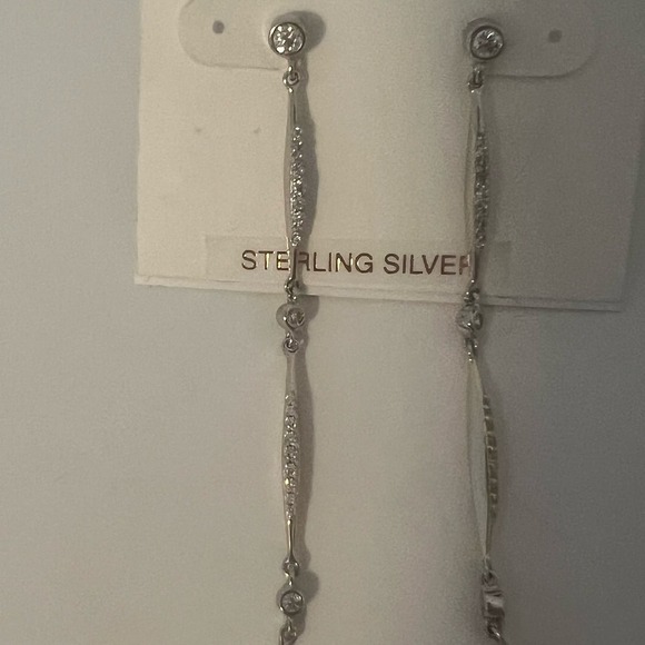 Carolee River Freshwater Pearl Linear Cubic Zirconia Drop Earrings NEW - Picture 4 of 7